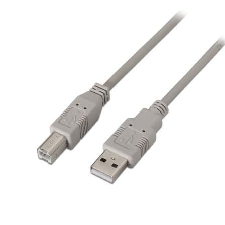 Cable USB 2.0 Impresora Aisens A101-0004/ USB Tipo-B Macho - USB Macho/ 4.5m/ Beige