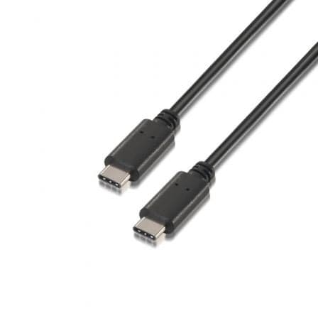 Cable USB 2.0 Tipo-C Aisens A107-0055/ USB Tipo-C Macho - USB Tipo-C Macho/ 480Mbps/ 50cm/ Negro