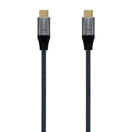 Cable USB 3.2 Tipo-C Aisens A107-0671 20GBPS 100W/ USB Tipo-C Macho - USB Tipo-C Macho/ Hasta 100W/ 20Gbps/ 1m/ Gris