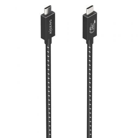 Cable USB 4.0 Tipo-C Aisens A156-0867/ USB Tipo-C Macho - USB Tipo-C Macho/ Hasta 240W/ 40Gbps/ 1m/ Gris
