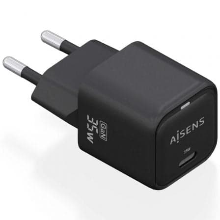 Cargador de Pared GaN Aisens ASCH-35W1P023-BK/ 1xUSB Tipo-C/ 35W