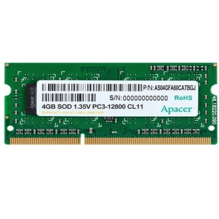 Memoria RAM Apacer DV.04G2K.KAM 4GB/ DDR3L/ 1600MHz/ 1.35V/ SODIMM