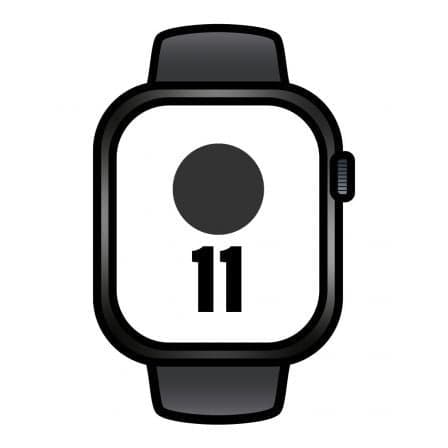 Apple Watch Series 11/ GPS/ Cellular/ 46mm/ Titanio Negro Pizarra/ Correa Deportiva Negra M/L