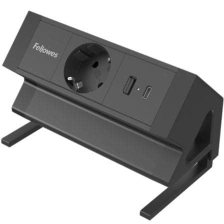 Regleta Sobremesa Fellowes 100137172/ 1 Tomas de corriente/ 1 USB - 1 USB Tipo-C/ Cable 2m/ Negra