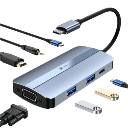 Docking USB Tipo-C Leotec LEDS04/ 2xUSB/ 1xUSB Tipo-C/ 1xUSB Tipo-C PD/ 1xHDMI 4K/ 1xVGA/ 1xAudio/ Azul