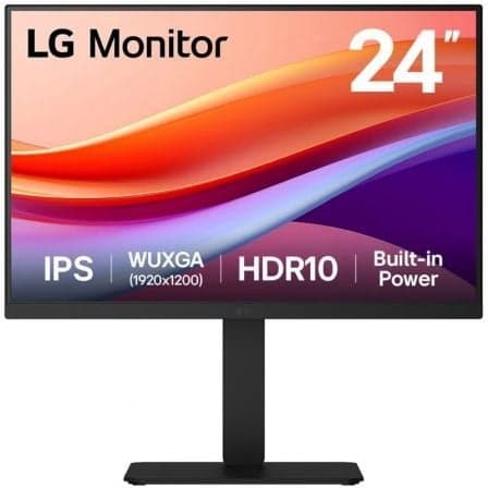 Monitor Profesional LG 24BA55W-B 24"/ WUXGA/ Multimedia/ Regulable en altura/ Negro