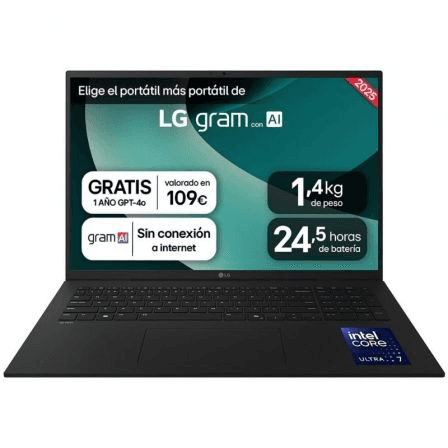 Portátil LG Gram 17Z90TL-G.AU88B Intel Core Ultra 7-258V/ 32GB/ 1TB SSD/ 17"/ Win11