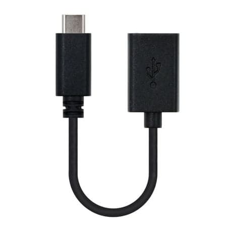 Cable USB 2.0 Tipo-C Nanocable 10.01.2400/ USB Tipo-C Macho - USB Hembra/ 480Mbps/ 15cm/ Negro