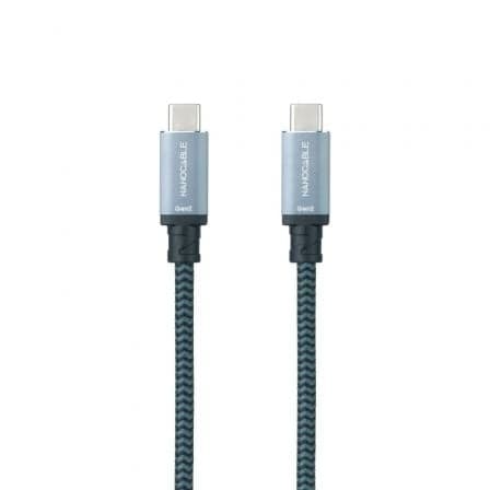 Cable USB 3.1 Tipo-C Nanocable 10.01.4102-COMB/ USB Tipo-C Macho - USB Tipo-C Macho/ Hasta 100W/ 10Gbps/ 2m/ Gris y Negro