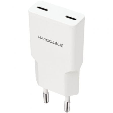 Cargador de Pared Nanocable 10.10.2023/ 2xUSB Tipo-C/ 20W/ Blanco