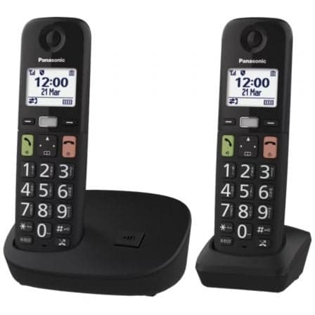 Teléfono Inalámbrico Panasonic KX-TGU112EXB/ Pack DUO/ Negro