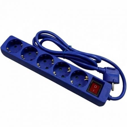 Regleta con Interruptor Phasak BN 0825/ 5 Tomas de Corriente/ Cable 1.8m/ Azul