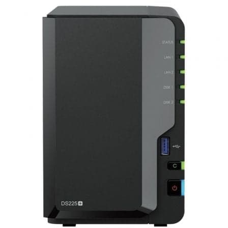 NAS Synology Diskstation DS225+/ 2 Bahías 3.5"- 2.5"/ 2GB DDR4/ Formato Torre