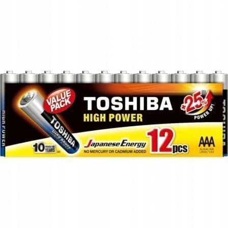 Pack de 12 Pilas AAA Toshiba High Power LR03/ 1.5V/ Alcalinas