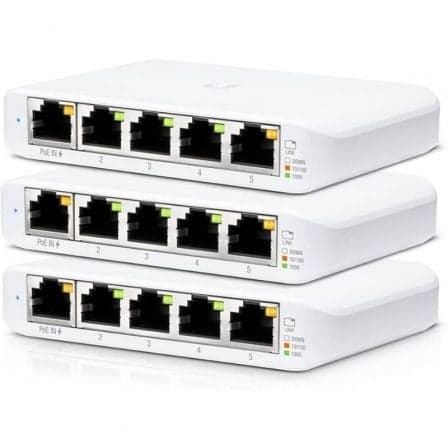 Switch Gestionado Ubiquiti USW-Flex Mini 5 Puertos/ RJ45 10/100/1000 PoE/ Pack 3 uds