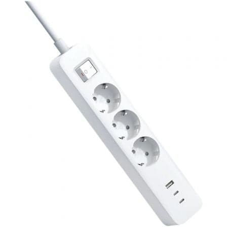 Regleta con Interruptor Xiaomi 20W Power Strip/ 3 Tomas de Corriente/ 1 USB/ 2 USB Tipo-C/ Cable 1.4m/ Blanca