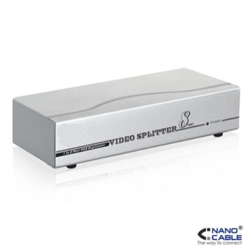 Nanocable - Splitter Multiplexor VGA - 1 entrada - 8 salidas, con alimentacion