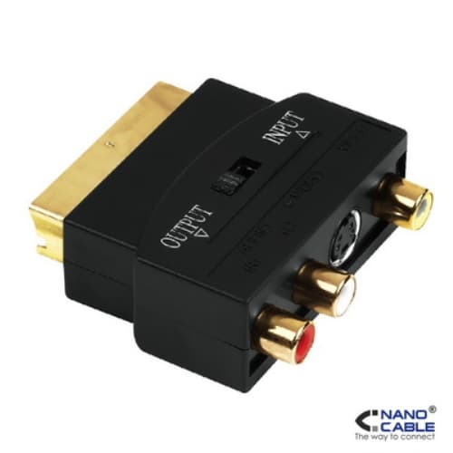 Nanocable - Adaptador Euroconector a RCA/SVIDEO con Switch