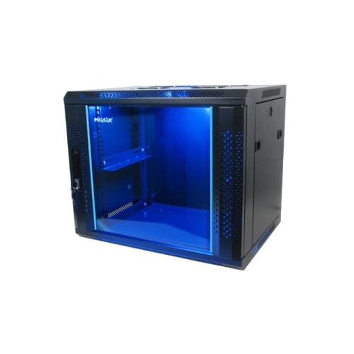 Armario rack mural 19" PHASAK 15U   600x600 negro + Ventilacion/Luz azul