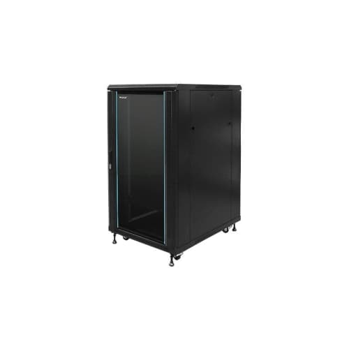 Armario rack suelo 19" PHASAK-PRO 27U 600x600 negro, 2 bandejas fijas+Ventilación X4-12" + Regleta X6 (INCLUYE MONTAJE Y PORTES)
