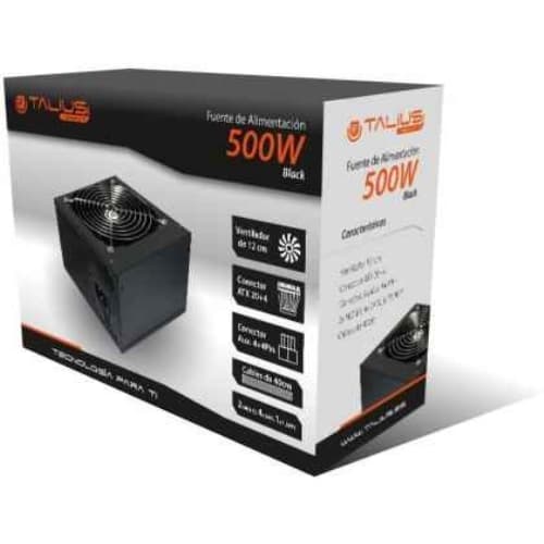 Talius - Fuente de alimentación ATX 500W 2 Molex - 4 SATA - 1 Floppy - Aux 4 - Cable incluido - Color negro