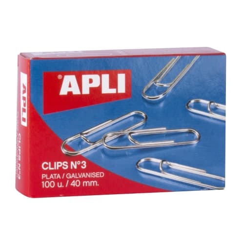 APLI CLIPS PLATEADOS Nº 3 - 40MM CAJA DE 100