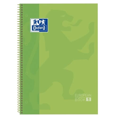 OXFORD EUROPEANBOOK 1 MICROPERFORADO 80 HOJAS 5X5 TAPAS EXTRADURAS CLASSIC A4+ VERDE MANZANA -5U-