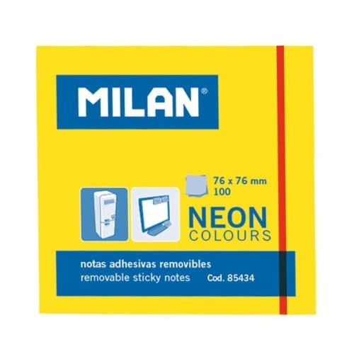 MILAN BLOC NOTAS ADHESIVAS 100 HOJAS 76X76MM AMARILLO NEÓN
