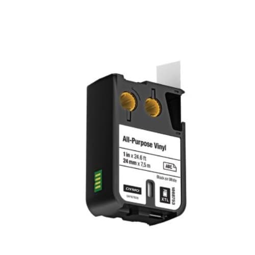 DYMO Cinta de vinilo para XTL, 24 mm x 7 m, color negro y blanco