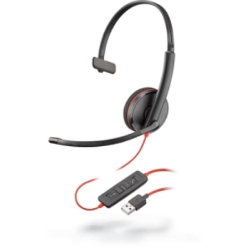 Poly - Auriculares Blackwire 3210 Cableado De Diadema Mono - Supra-aural - 20 Hz a 20 kHz - Reducción de ruido, Cancelación de ruido Micrófono - USB Tipo A