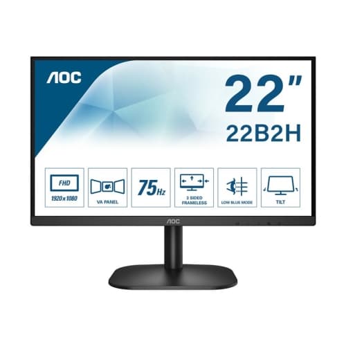 AOC - Monitor LED 22" - 1920 x 1080 Full HD - VA - 4 ms - HDMI, VGA - Lowblue - Negro