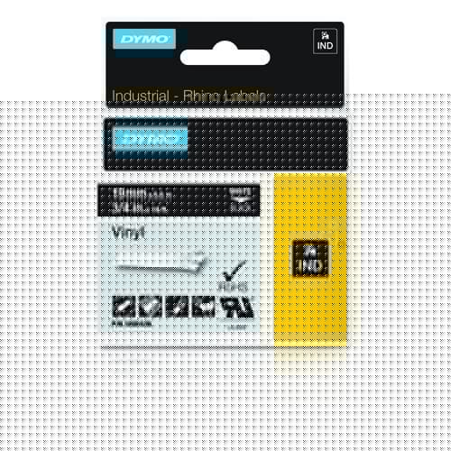 DYMO RHINO CINTA DE ETIQUETAS INDUSTRIAL ADHESIVA ID1-19, BLANCO SOBRE NEGRO DE 19MMX5.5M, POLIESTER