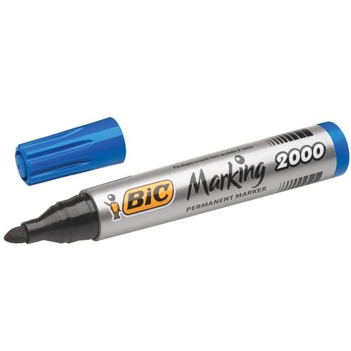 BIC MARCADOR PERMANENTE MARKING 2000 PUNTA REDONDA AZUL CAJA -12U-