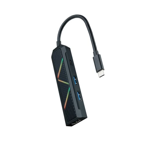 Nanocable - Docking Station - Entrada USB-C - 2 x USB-A 3.1 - 1 x USB-C Power delivery 100W carga - HDMI hasta 4K 30hz - Leds de iluminación - Cable 15 cm - Win/Mac/Android/Linux