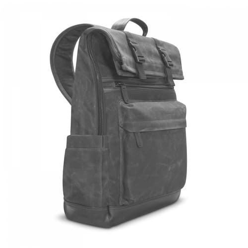 V7 Mochila élite CBXT16-CANVAS - Para potátil de hasta 15.6" - Diseño Rolltop de acceso rápido - Negro - Parte inferior resistente al agua - Resistente a la humedad - Algodón y lona encerada