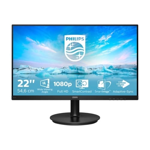 Philips - Monitor 221V8/00 - 22" (21.5" visible) - 1920 x 1080 - VA - 200 cd/m² - 4 ms - HDMI, VGA - Negro