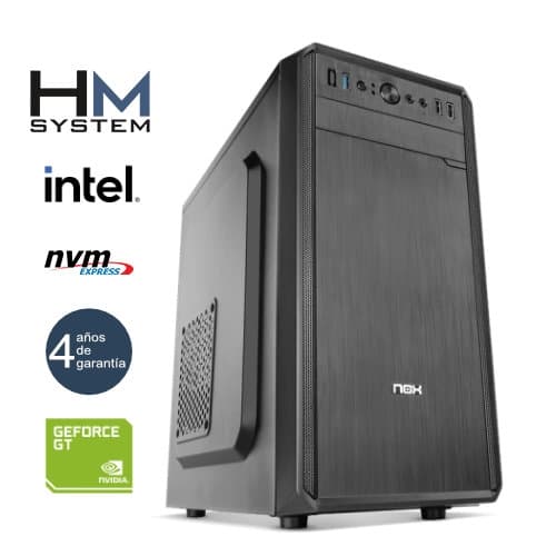 HM System Solano C8+ - Minitorre MT - 12ª gen - Intel Core i5 12400F - 16GB DDR4 - 500GB SSD M.2 NVMe - GT 1030 2GB dedicada - USB 3.0 - 4 años garantía - 30 días DOA
