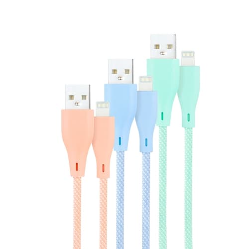 3 CABLES LIGHTNING A USB A/M, RO-AZ-VE MALLADO, 1M