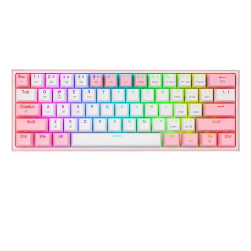 Redragon - FIZZ PRO Teclado Mecanico Gaming Inalámbrico RGB Blanco/Rosa REACONDICIONADO