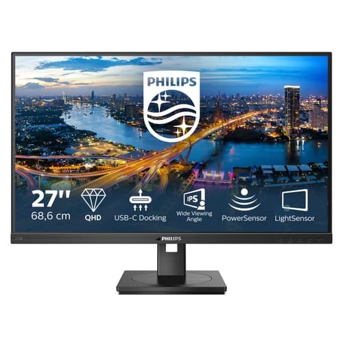 Philips Monitor 27" LCD con USB-C 2560x1440 IPS 300 4MS 1 DisplayPort 1.4, 2 HDMI 1.4, 1 USB-C 3.2 Gen 2 (subida, suministro de energía de hasta 65 W) Altavoces, regulable altura