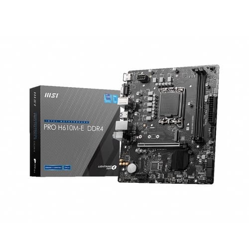 Placa base 1700 microATX MSI Pro H610M-E DDR4 - 2xDDR4 (hasta 64GB 3200 Mhz OC) - 4xSATA - 1xM.2 - USB 2.0 (4/4) - USB 3.2 (2/2) - VGA - HDMI