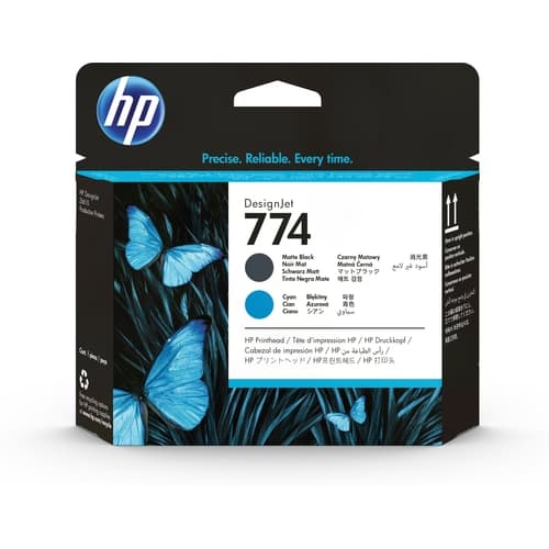 HP 774 Cabezal de Impresion Original - Negro Mate, Cyan - P2W01A