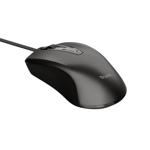 MOUSE OPTICO TRUST BASICS USB 3 BOTONES Y RUEDA DESPLAZAMIENTO 1200DPI COLOR NEGRO  24657