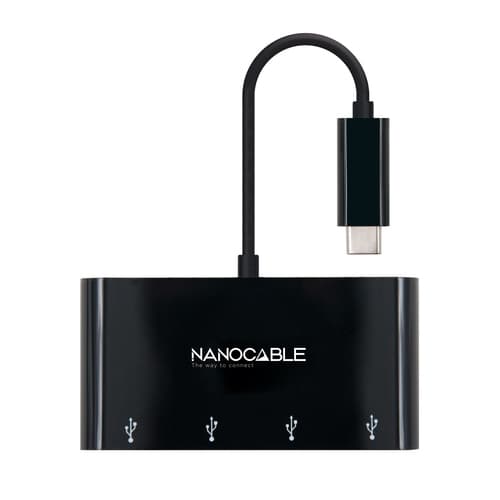 ADAPTADOR USB-C/M A 4xUSB 3.0/H NEGRO 10 CM