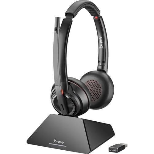 Poly Auriculares Plantronics Savi 8220 Inalámbrico De Diadema Estéreo - Biauricular - Supra-aural - 18000 cm - DECT 6.0 - 32 Ohm - 20 Hz a 20 kHz - Cancelación de ruido Micrófono