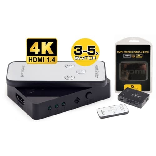 Mini Conmutador HDMI 3 puertos con soporte 3D Negro