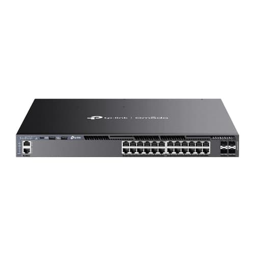 SWITCH GESTIONABLE L3 TP-LINK SG6428XHP 24P GIGABIT PoE+ CON 4 SLOTS SFP+ 10G PUERTO DE CONSOLA RJ45/USB-C RACK 1U 19