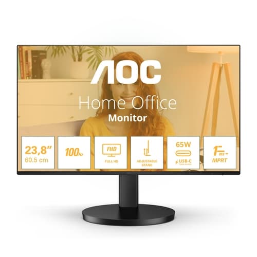 Monitor Profesional AOC 24B3CF2 23.8"/ Full HD/ Multimedia/ Regulable en altura/ Negro