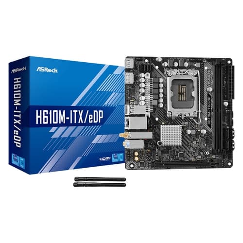 Placa base 1700 miniITX ASRock H610M-ITX/eDP 2xDDR4 (hasta 64GB 3200 Mhz OC) - 4xSATA - 1xM.2 - USB 2.0 (4/2) - USB 3.2 (2/2) - HDMI - DP - Wifi - Bluetooth
