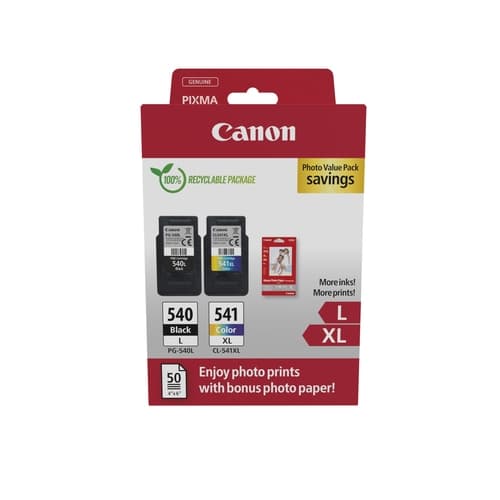 CANON CARTUCHO NEGRO/COLOR PG-541L/CL-541XL + PAPEL FOTO 4X6 (GP-501 50H)